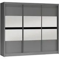 Masseno Schiebetürenschrank RAKAN 250/215/61 cm 3-türig mit Spiegel Graphitfarben