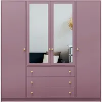 Masseno Drehtürenschrank GALIO 196/200/57,5 cm 4-türig mit Spiegel Violett