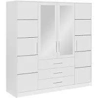 Masseno Drehtürenschrank ELISE 196/200/57,5 cm 4-türig mit Spiegel Weiß
