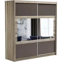 Masseno Schiebetürenschrank POPPY 203/215/61 cm 2-türig mit Spiegel Eichefarben