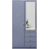 Masseno Drehtürenschrank GALIO 100/200/57,5 cm 2-türig mit Spiegel Blau