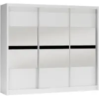 Masseno Schiebetürenschrank RAKAN 250/215/61 cm 3-türig mit Spiegel Weiß
