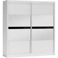 Masseno Schiebetürenschrank RAKAN 203/215/61 cm 2-türig mit Spiegel Weiß
