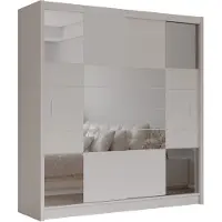 Masseno Schiebetürenschrank KALISTA 203/215/61 cm 2-türig mit Spiegel Beige