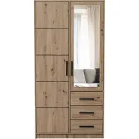 Masseno Drehtürenschrank FIORA 100/200/57,5 cm 2-türig mit Spiegel Eiche Artisan