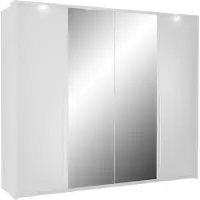 Masseno Drehtürenschrank QUINN 255/219/65 cm 2-türig mit Spiegel Weiß