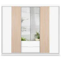 Masseno Schiebetürenschrank AKALI 250/213/60 cm 4-türig mit Spiegel Weiß