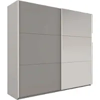 Masseno Schiebetürenschrank IVERN 200/215/65 cm 2-türig mit Spiegel Grau
