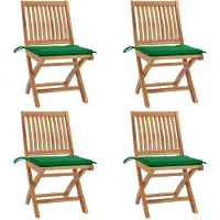 vidaXL Möbel Klappbare Gartenstühle mit Kissen 4 Stk. Massivholz Teak - Gartensessel 3072812