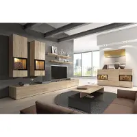 Meublorama HA-BAROS-24E0BM10-26-99+LED-23000002-X2*8C/148KG, 2 Regale, 8 Tür(en), Braun, Mitteldichte Faserplatte (MDF), 3 Schublade(n), 410 mm