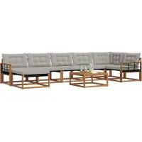 vidaXL Outdoor-Sofagarnitur mit Kissen 8 pcs Natürlich und Hellgrau