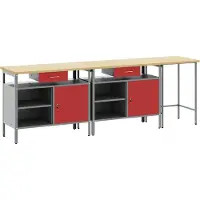 Syfax Werkbank-Set 3 pcs Schwarz und Grau Pulverbeschichteter Stahl