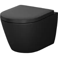 AM.PM Hänge WC Wand Toilette Spülrandlose Toilette inkl Abnehmbaren WC Sitz mit Softclose Absenkautomatik Spülrandlos Schwarz CNA1901PMBSC