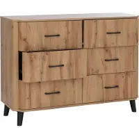 Mendler Kommode MCW-P42, Sideboard Schrank Anrichte, 6 Schubladen 86x120x40cm Wotan-Eiche-Optik