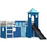 Syfax Etagenbett mit Rutsche und Gardinen Blau 90x190 cm