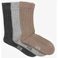 Minymo Wool Socks - rib 3-pack grey melange (123) 31\\34