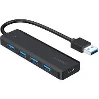 Gembird UHB-U3P4P-02, USB 3.2 Gen 1 (3.1 Gen 1) Type-A, USB 3.2 Gen 1 (3.1 Gen 1) Type-A, 5000 Mbit/s, Schwarz, 0,15 m, USB