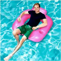 Markenlos Aufblasbare Poolliege mit Getränkehalter und Armlehnen für Pool, Fluss und See