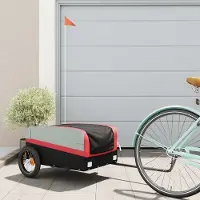 vidaXL "2026 Promotion" Fahrradanhänger Schwarz und Rot 30 kg Eisen - Fahrradanhänger CC32712