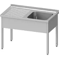 Stalgast Spültisch ohne Grundboden 1100x600x850 mm, mit einem Becken rechts, mit Aufkantung, verschweißt