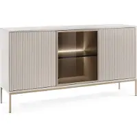Masseno Kommode SENTIERO 154 cm mit LED Sideboard mit 3 Türen für Wohnzimmer Schlafzimmer Modern 154x39x83 cm Kaschmir / Kaschmir