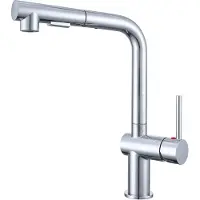 Aica Sanitär GmbH AICA L-förmiger Küchenhahn Ausziehbarer Brause Messingkern 2 Strahlarten Hochbogen Wasserhahn Küche Mischbatterie Chrom