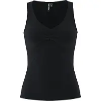 Pieces V-Shirt "PCMALIVA SL V-NECK TOP JRS NOOS BC" mit Raffung im Brustbereich