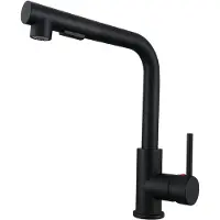 Aica Sanitär GmbH AICA L-förmiger Küchenhahn Ausziehbarer Brause Messingkern 2 Strahlarten Wasserhahn Küche Mischbatterie Schwarz Matt