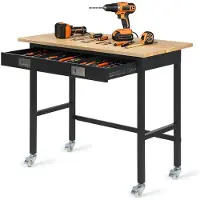 StarTech.com Werkbank - Werkstatt- & Werkzeugtisch mit Schubladen und Rollen - Belastbarkeit 680 kg - Arbeitsfläche 122 x 61 cm