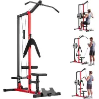 StarTech.com Latzugstation - 3-in-1 Latzugturm/Kabelzugstation - Bis 181 kg belastbar - Mit Latzugstange & Kabelzug - Rücken Arme Schultern Bauch - Für Zuhause & Fitnessstudio - Schwarz