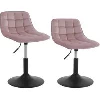 Woltu 2er-Set Barhocker Barstuhl Barsessel höhenverstellbar Küchenhocker mit Lehne 360° Drehstuhl Samt, Rosa