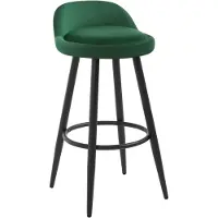 Woltu Barhocker 1er Set Barstuhl Hocker Tresenhocker Bistrohocker Designer Hocker mit Lehne und Fußstütze aus Samt Metall, Dunkelgrün
