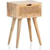 KADIMA DESIGN Nachtkonsole Massivholz / Rattan 40x60x30 cm Nachttisch Braun | Gr.: onesize
