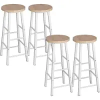 Woltu Barhocker 4er Set Bistrohocker, Gestell aus stabilem Stahl, Sitzfläche aus MDF, Hell Eiche