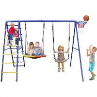 Extralink Rahmen-Schaukel mit Storchennest + Schaukel + Klettergerüst + Korb Spielplatz 271 x 180 x 185 cm