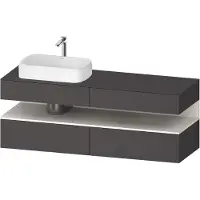 Duravit Qatego Konsolenwaschtischunterbau, 2 Auszüge, 2 Schubkästen, Ausschnitt links, 1600x550x600mm, Nische Weiß Supermatt, QA4777084490010