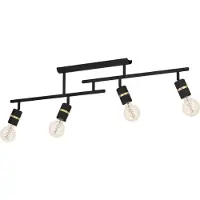 Eglo Deckenstrahler Lurone, 4-flammige Deckenlampe mit schwenkbaren Spots, Deckenleuchte aus Metall in Schwarz und Messing, Deckenspot mit E27 Fassung