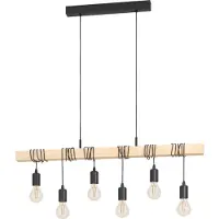 Eglo TOWNSHEND Hängeleuchte Hängelampe Pendellampe Pendelleuchte - L100 x B10 x H110 cm - schwarz, braun - 6X60W exkl. - IP20