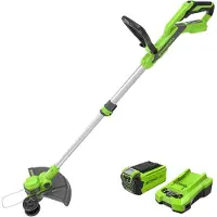 Greenworks Akku-Grastrimmer mit Rad für kleine bis mittlere Gärten, automatischer Fadenvorschub