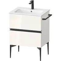 Duravit Sivida Waschtischunterbau, 2 Schubkästen, Griffleiste Diamantschwarz Matt, 610x477x591mm, zu ME by Starck, SV46430BD220000