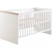Roba Kombi-Kinderbett 'Nele' 70 x1 40 cm, Babybett umbaubar zum Juniorbett, weiß, Dekorleisten in 'Artisan Eiche'