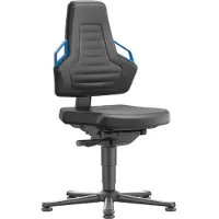 BIMOS Arbeitsdrehstuhl Nexxit Bodengleiter Kunstlederpolster schwarz Grifffarbe blau 450-600 mm