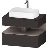 Duravit Qatego Konsolenwaschtischunterbau, 1 Auszug, 1 Schubkasten, Ausschnitt mittig, 800x550x600mm, Nische Basalt Matt, QA4730043800010