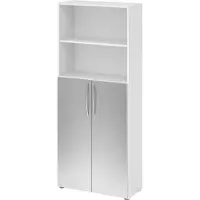 Hammerbacher Regal 5OH, 3OH Türen unt. BM Weiss/Silber