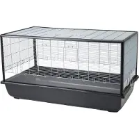 Savic Nagerkäfig Aura 120 Plexi Knockdown ca. 118 x 64 x 62 cm, zusammenlegbar, Plexiglasumrandung, 6,5 mm Gitterabstand, für kleine Nager schwarz / silber