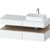 Duravit Qatego Konsolenwaschtischunterbau, 2 Auszüge, 2 Schubkästen, Ausschnitt rechts, 1400x550x600mm, Nische Eiche Mamoriert, QA4766055180000
