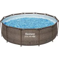 Bestway 56709 Steel Pro Max Frame Pool Set rund Filterpumpe Leiter braun 366x100