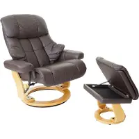 Robas Lund MCA Relaxsessel Calgary XXL, TV-Sessel Hocker, Echtleder 180kg belastbar braun, naturbraun