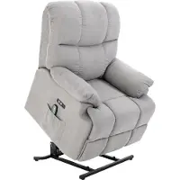Dopwii Sessel mit Aufstehhilfe, Massagesessel, Relaxsessel mit USB-Anschluss, Fernsehsessel mit Fernbedienung, Seitentasche, Neigebarer TV-Sessel mit Samtoptik, Grau