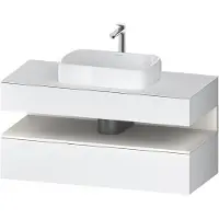 Duravit Qatego Konsolenwaschtischunterbau, 1 Auszug, 1 Schubkasten, Ausschnitt mittig, 1200x550x600mm, Nische Weiß Supermatt, QA4732084180000